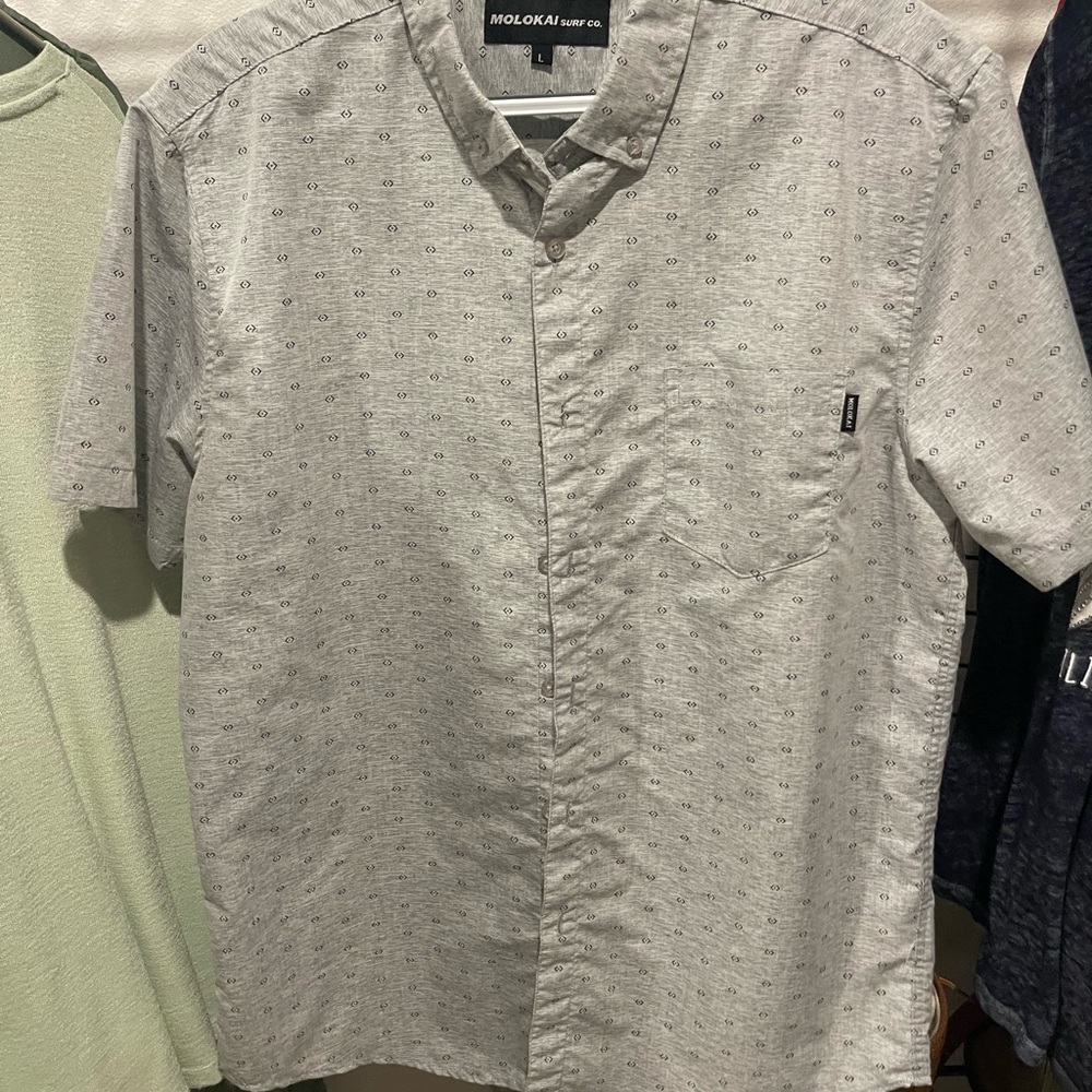 Lokai Men's Light Gray Patterned Button Down Shirt